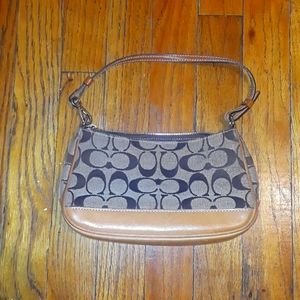 Coach Tan Leather Mini Hang Bag 8x5